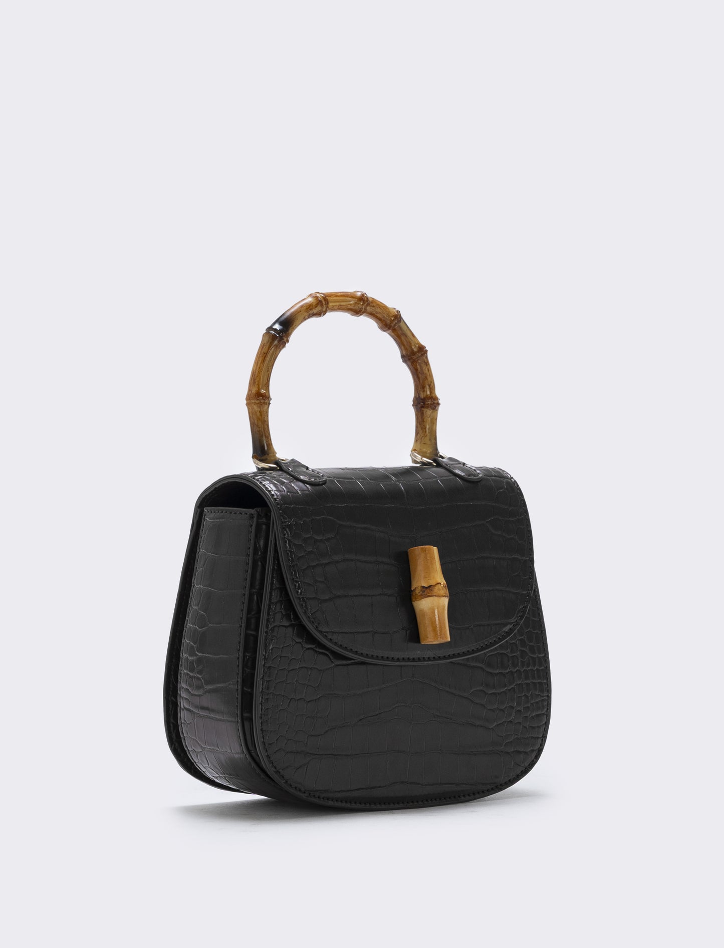 Borsa bamboo con stampa cocco elegante - Nero