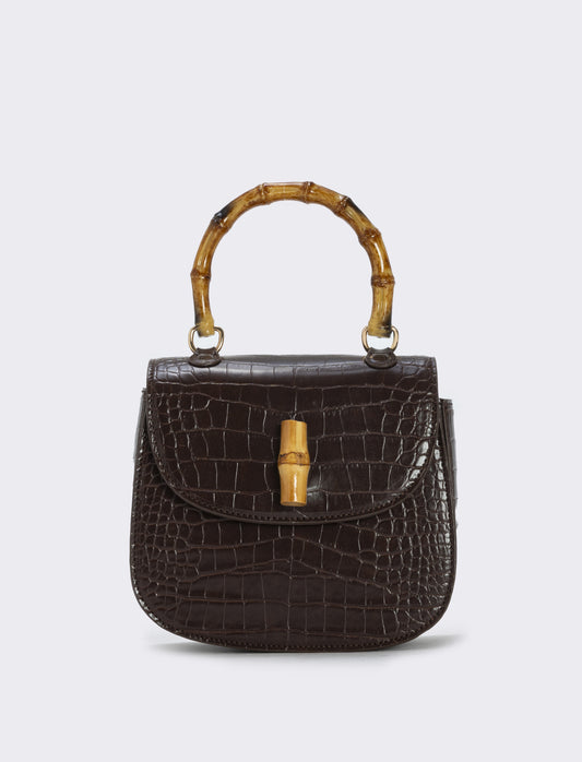 Borsa bamboo con stampa cocco elegante - Moro