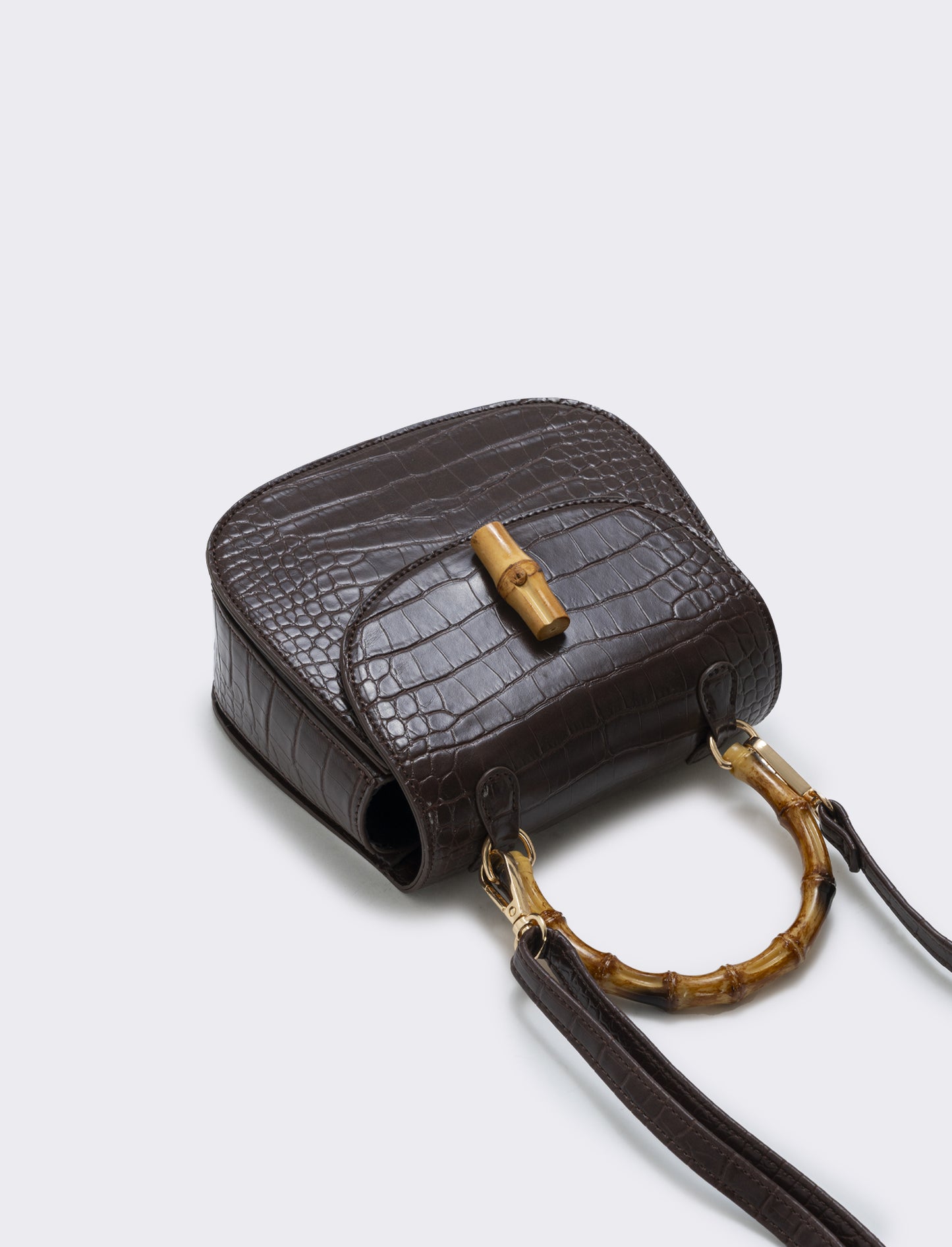 Borsa bamboo con stampa cocco elegante - Moro