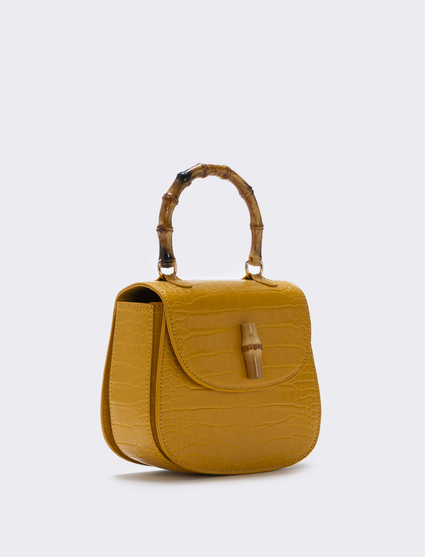 Borsa bamboo con stampa cocco elegante - Ocra