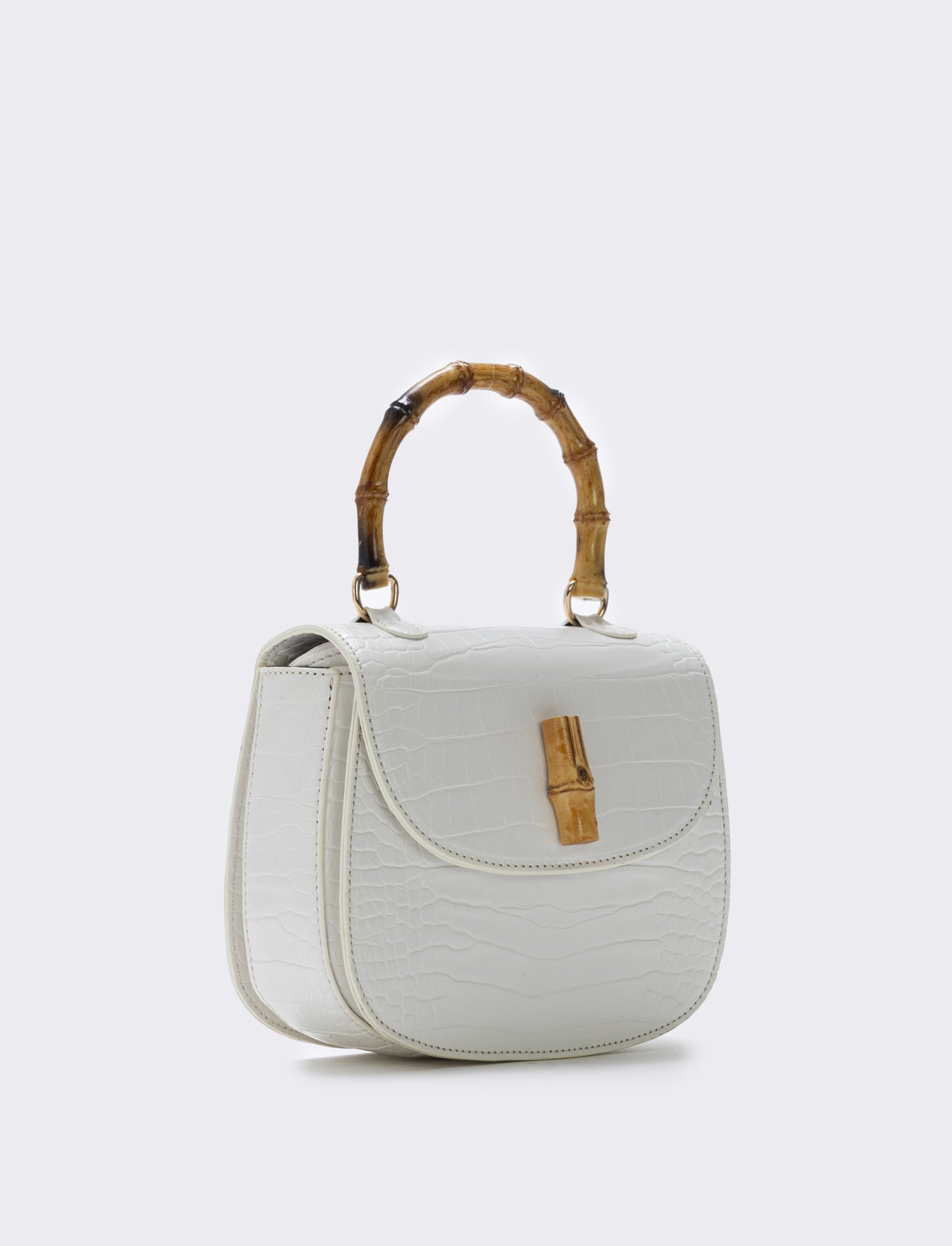 Borsa bamboo con stampa cocco elegante - Bianco panna