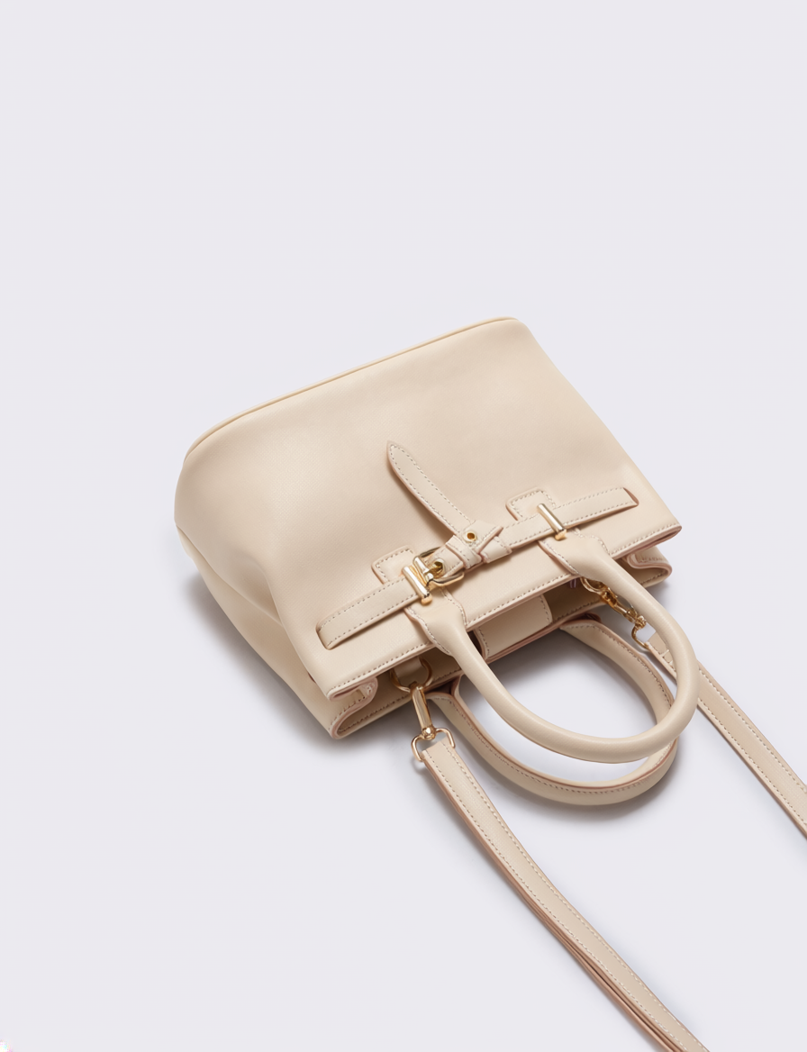 Borsa a mano con fibbia - Beige