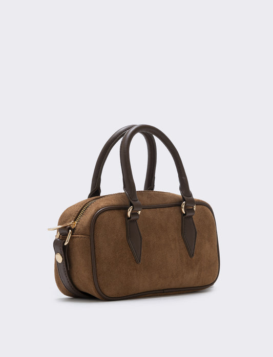 Bauletto rettangolare in suede elegante - Cuoio
