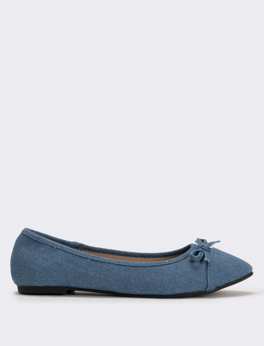 Ballerina in denim con fiocco - Denim