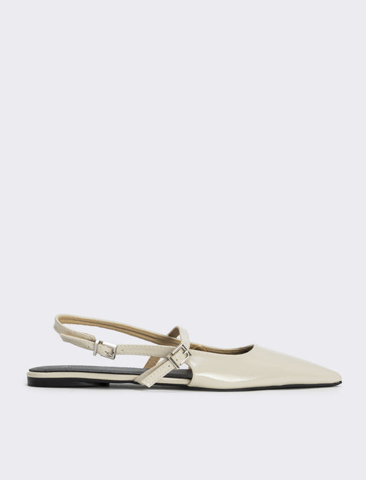 Slingback da in vernice panna - Bianco panna