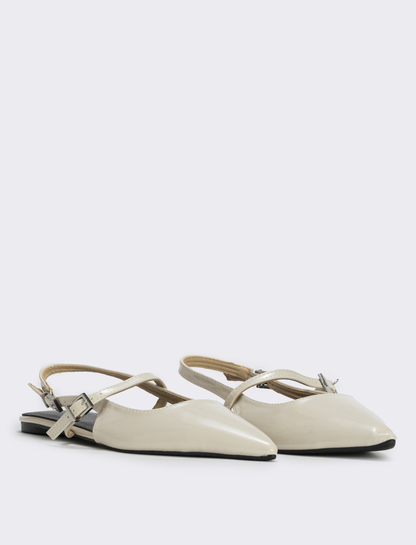 Slingback da in vernice panna - Bianco panna