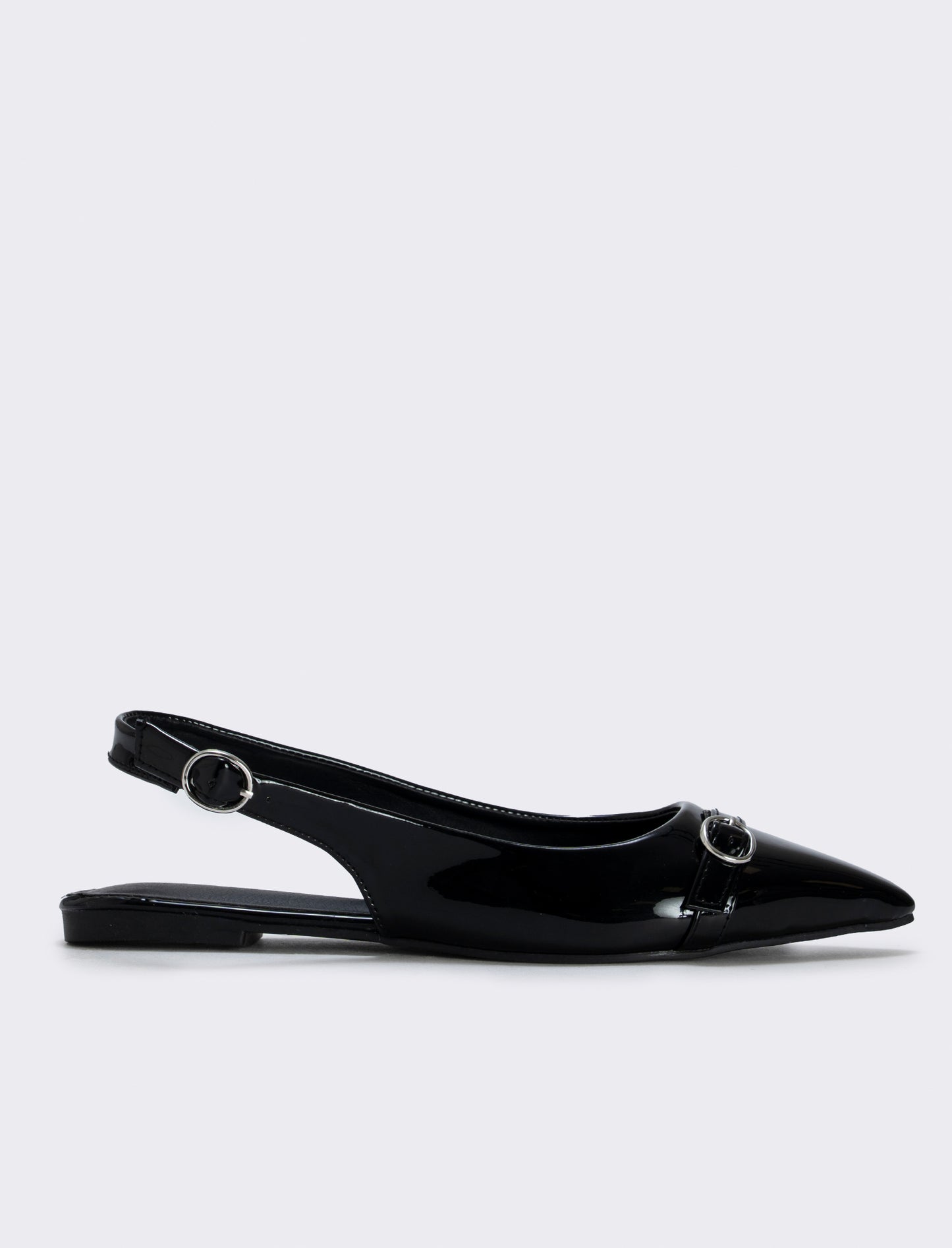Black patent slingbacks with strap - Black