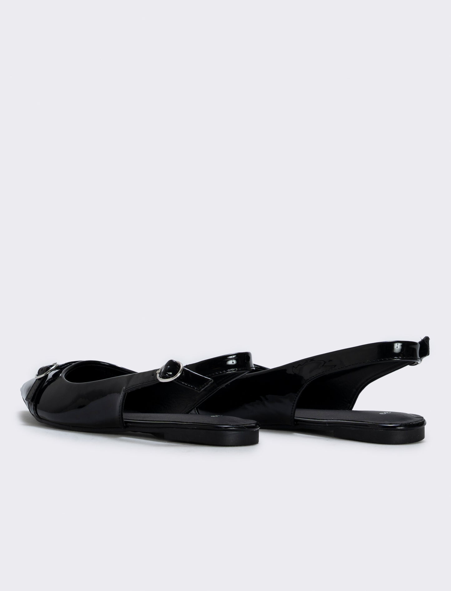 Black patent slingbacks with strap - Black