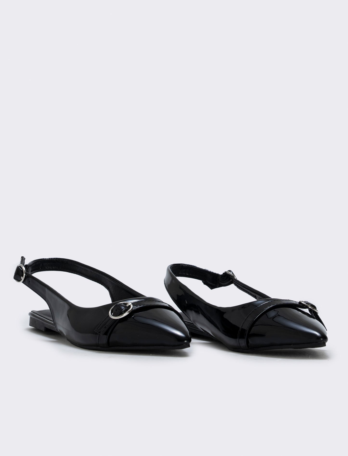 Black patent slingbacks with strap - Black