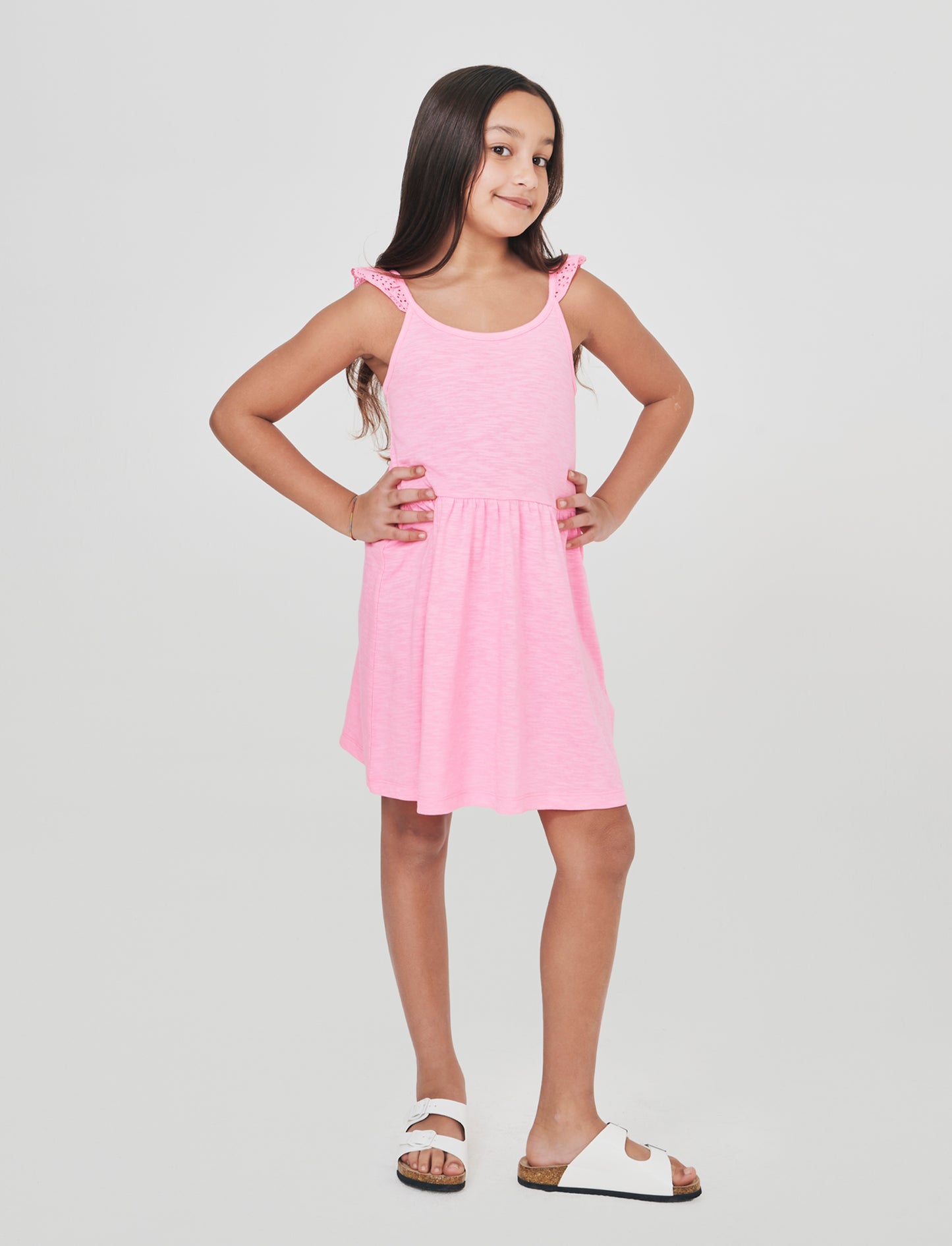 Vestito in tessuto con volant eleganti - Rosa big bubble