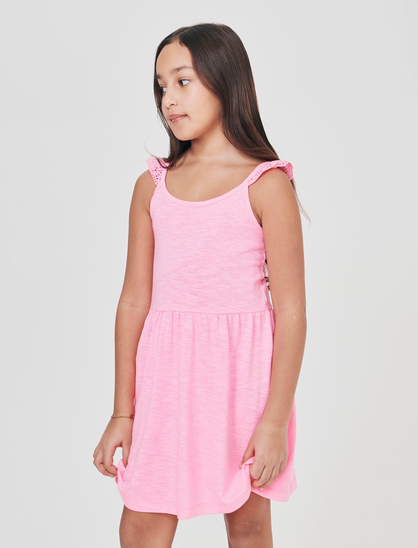 Vestito in tessuto con volant eleganti - Rosa big bubble