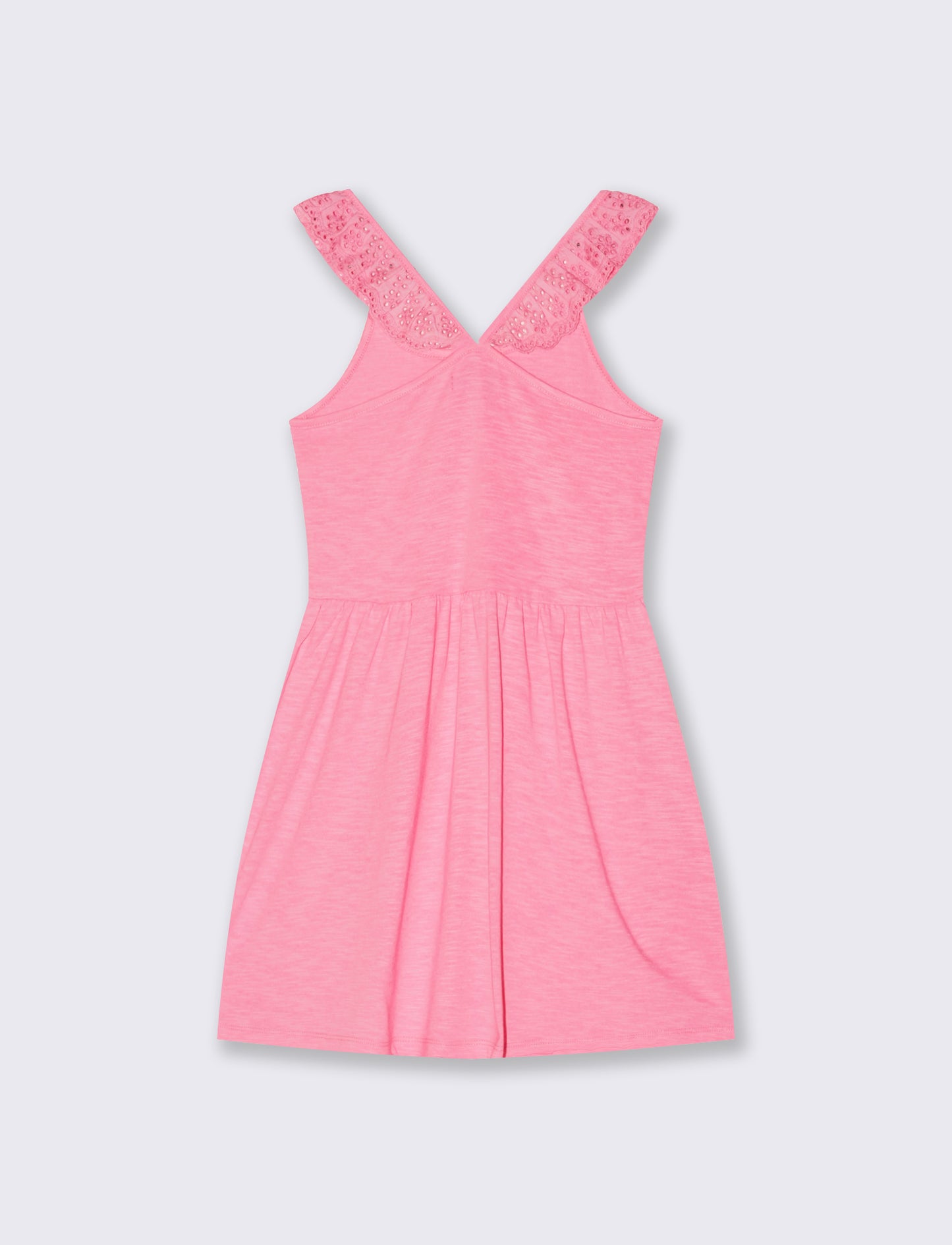 Vestito in tessuto con volant eleganti - Rosa big bubble