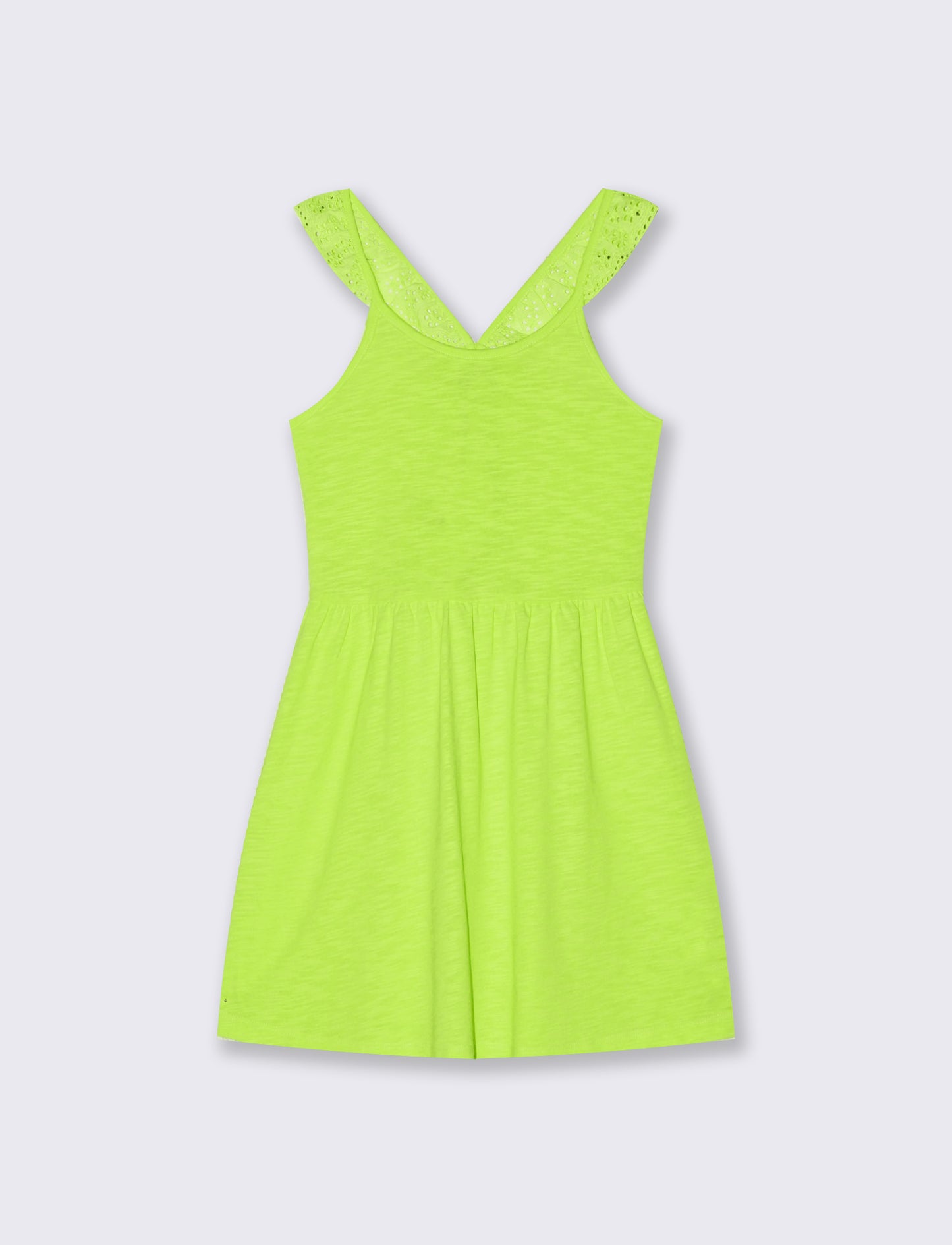 Vestito in tessuto con volant eleganti - Giallo