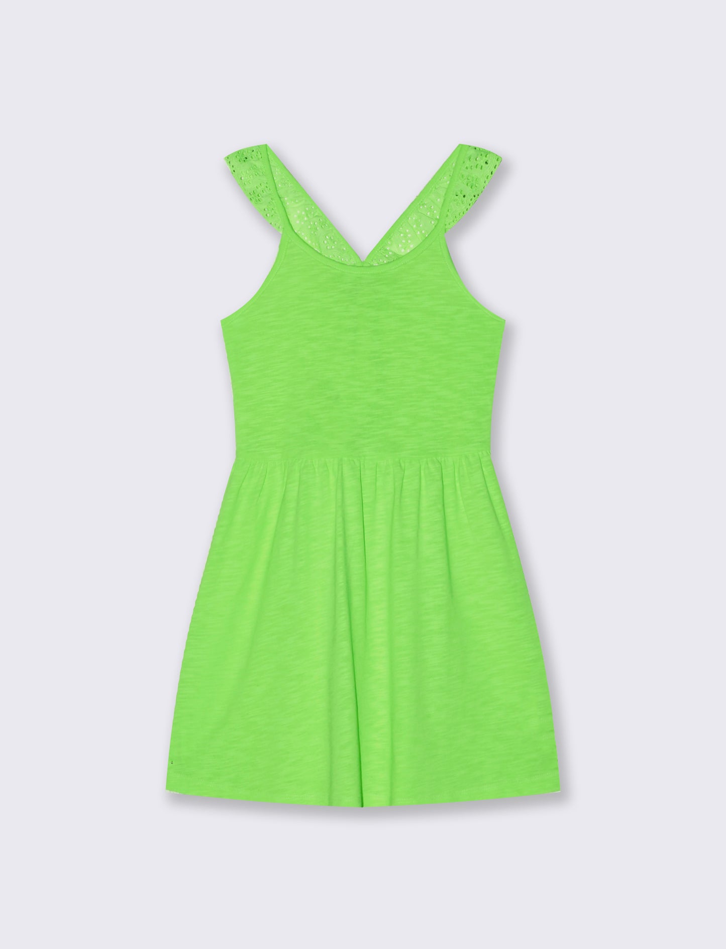 Vestito in tessuto con volant eleganti - Verde