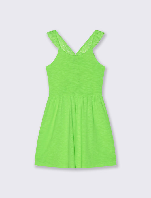 Vestito in tessuto con volant eleganti - Verde