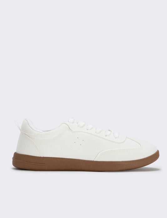 Sneakers minimal in tela per donna - Bianco