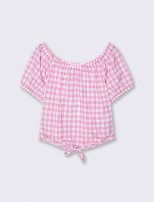 Top in crêpe con nodo decorativo - Rosa