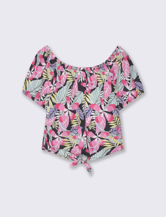 Top in crêpe con nodo decorativo - Fantasia