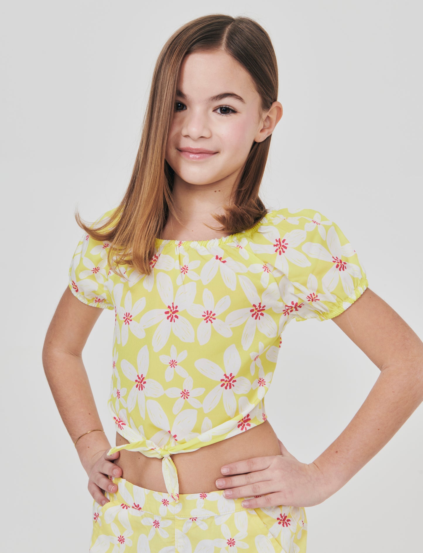Top in crêpe con nodo decorativo - Giallo