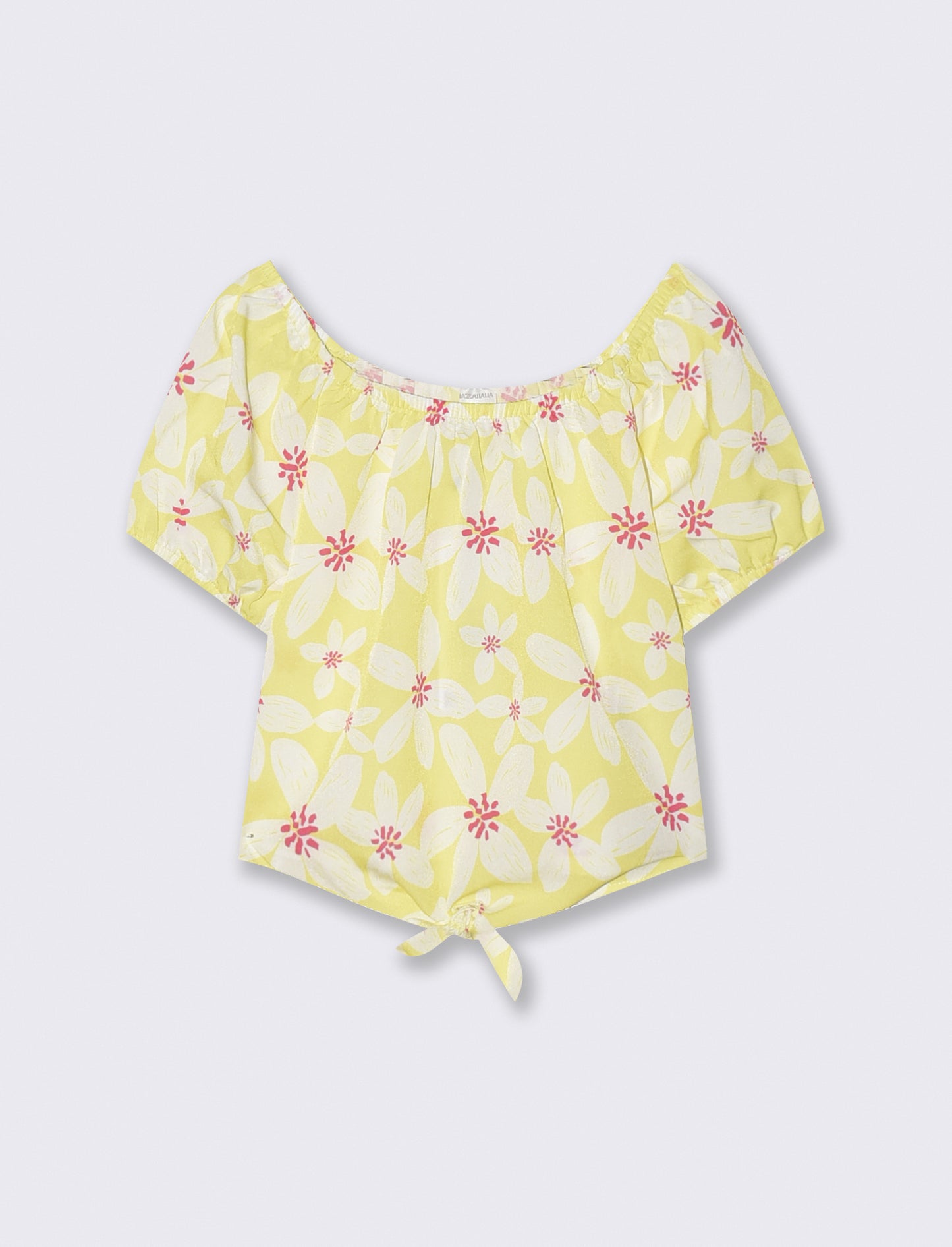 Top in crêpe con nodo decorativo - Giallo