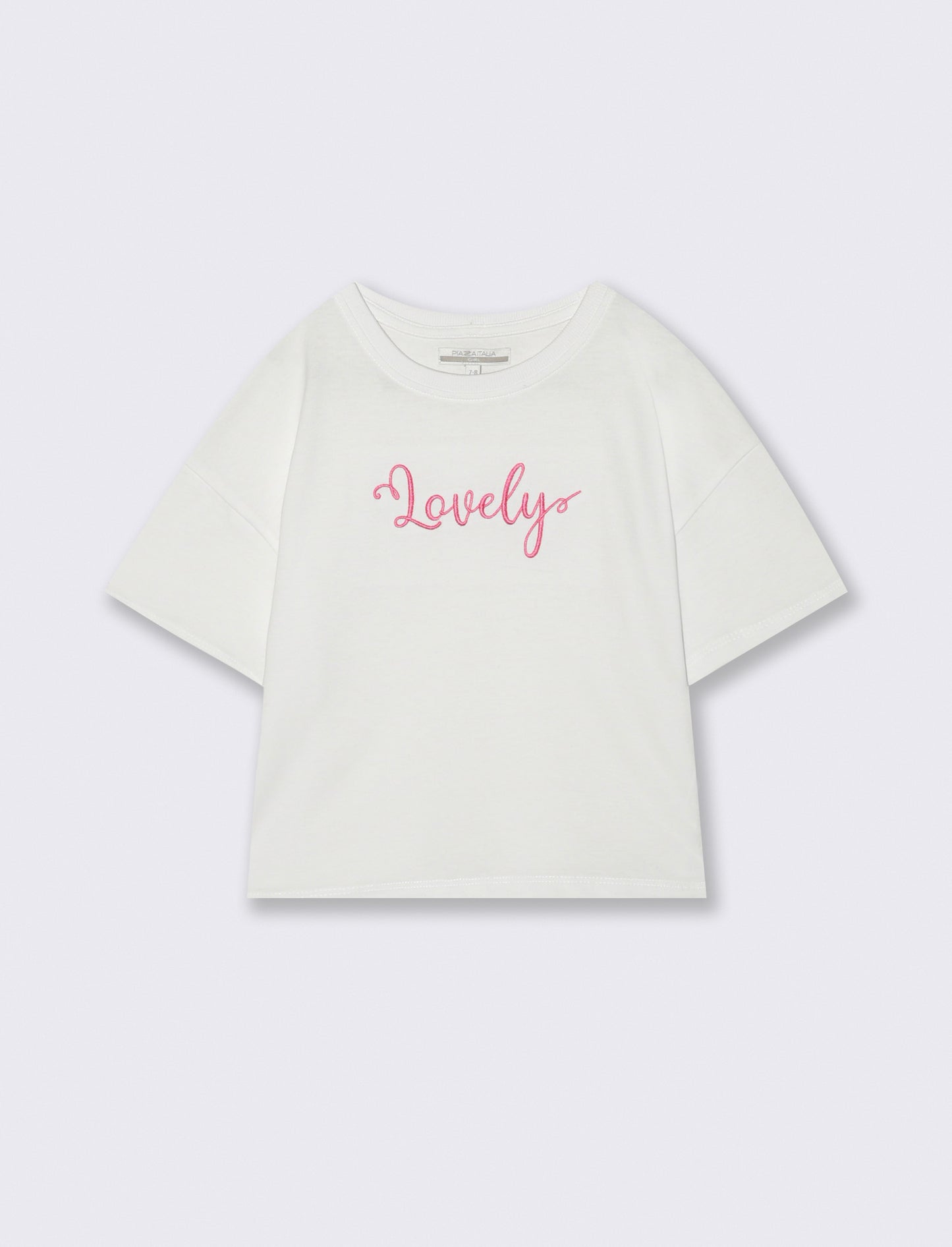 T-shirt mezza manica in cotone con ricamo - Bianco