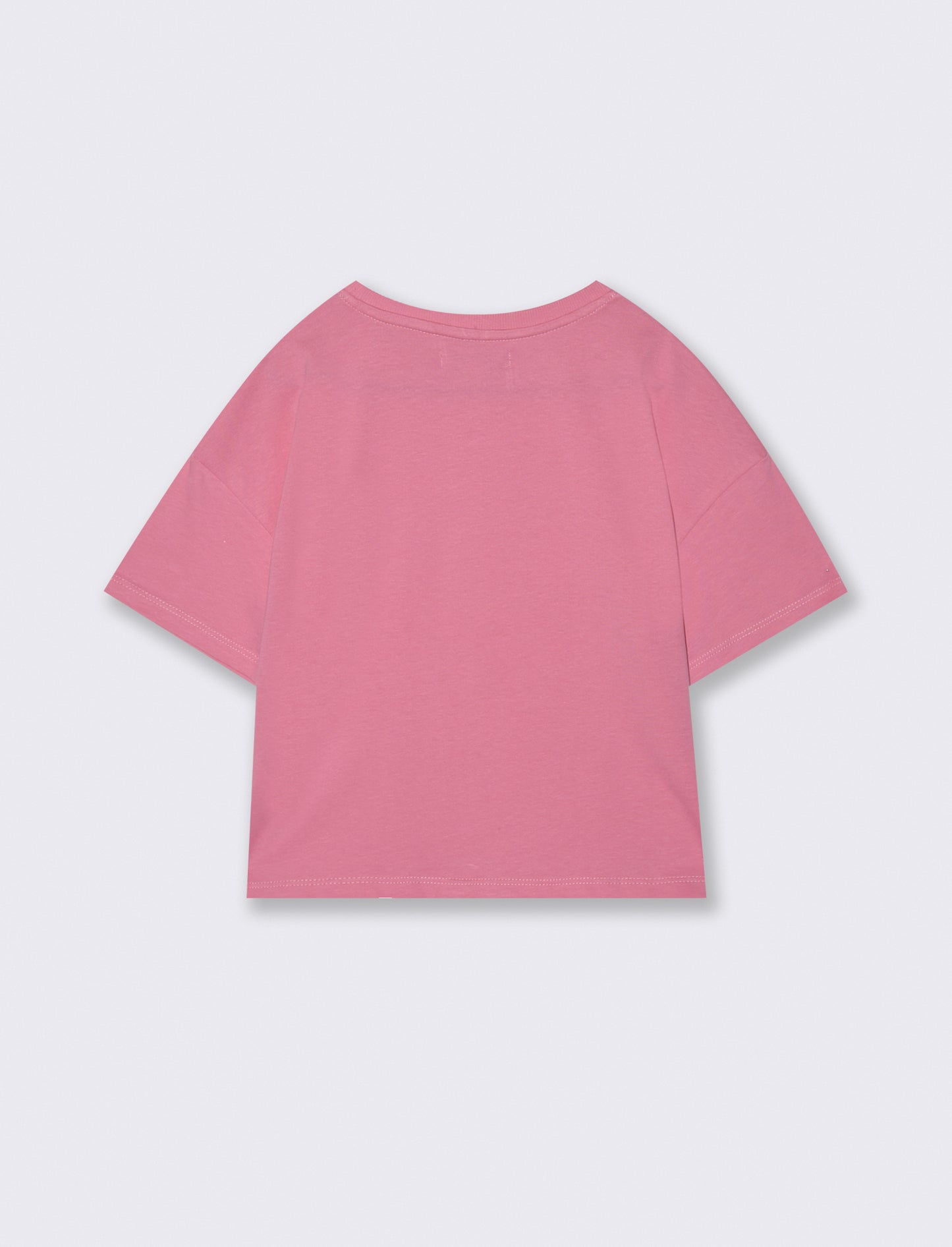 T-shirt mezza manica in cotone con ricamo - Rosa big bubble