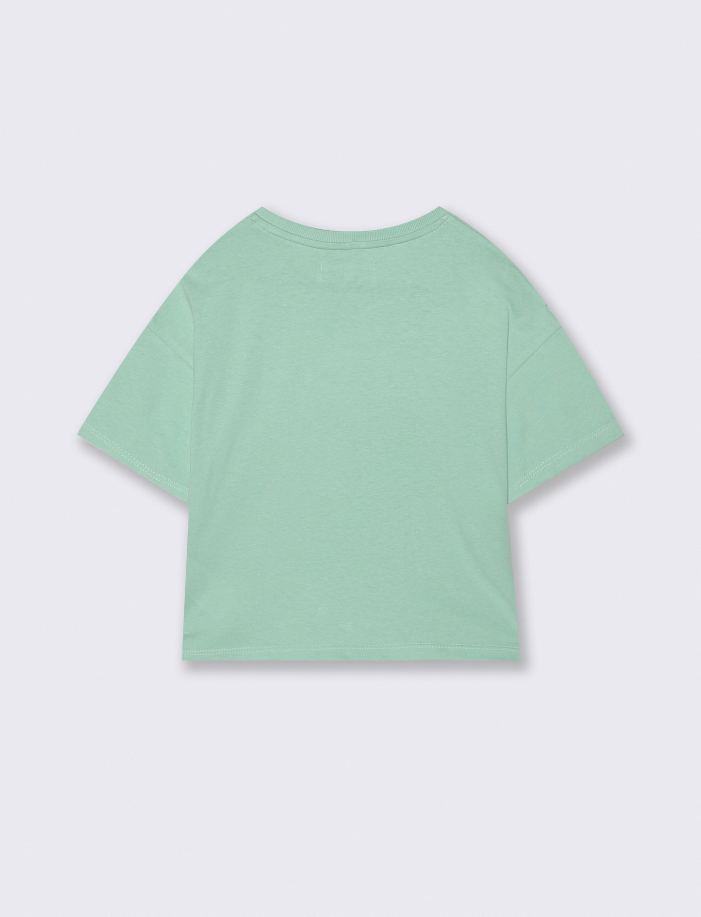 T-shirt mezza manica in cotone con ricamo - Verde acqua