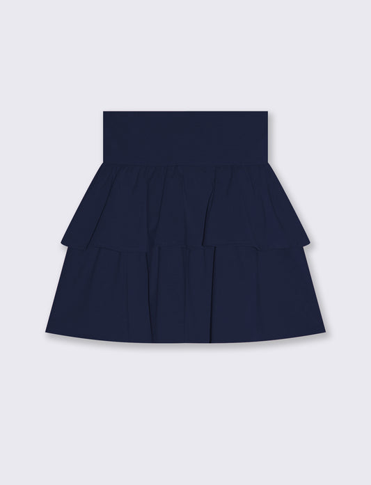 Gonna da bambina in cotone con balze - Blu