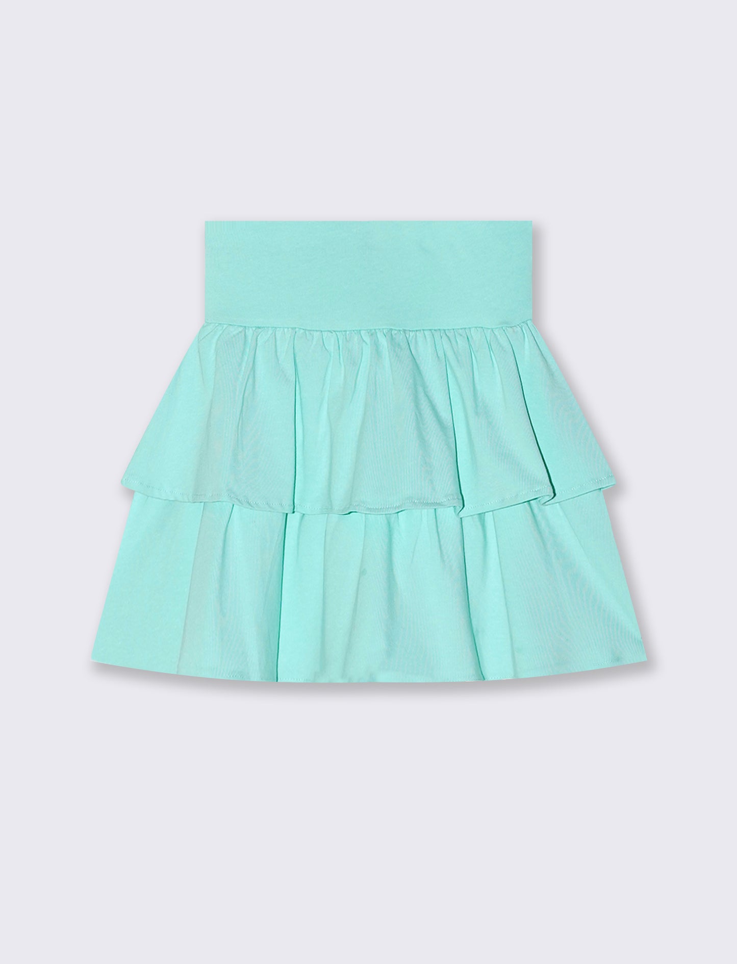Gonna da bambina in cotone con balze - Verde acqua