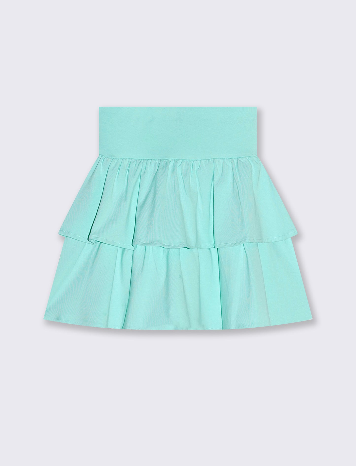 Gonna da bambina in cotone con balze - Verde acqua