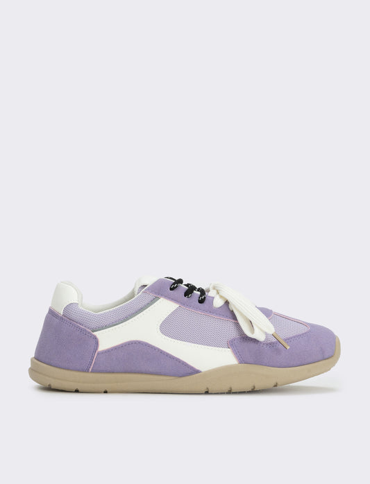 Sneakers doppio laccio in tessuto - Lilla