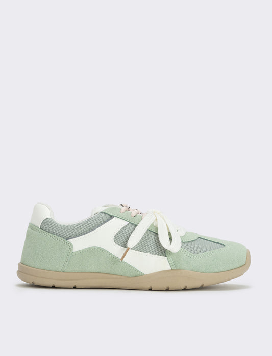 Sneakers doppio laccio in tessuto - Verde menta