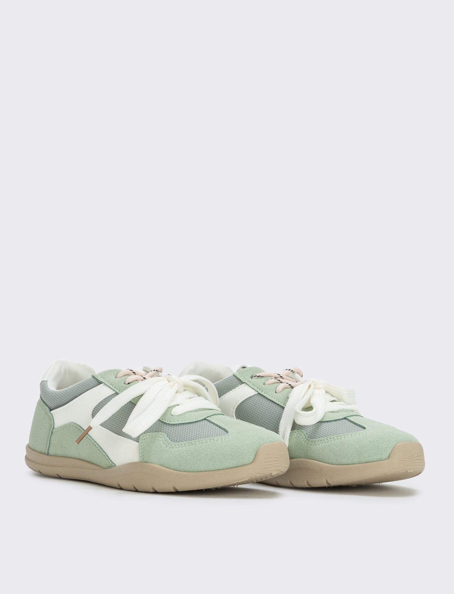 Sneakers doppio laccio in tessuto - Verde menta