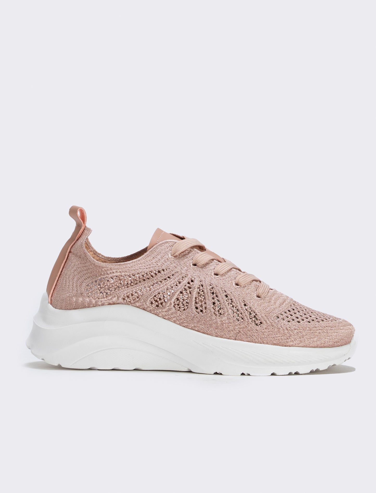 Embroidered Effect Fabric Sneakers - Pink