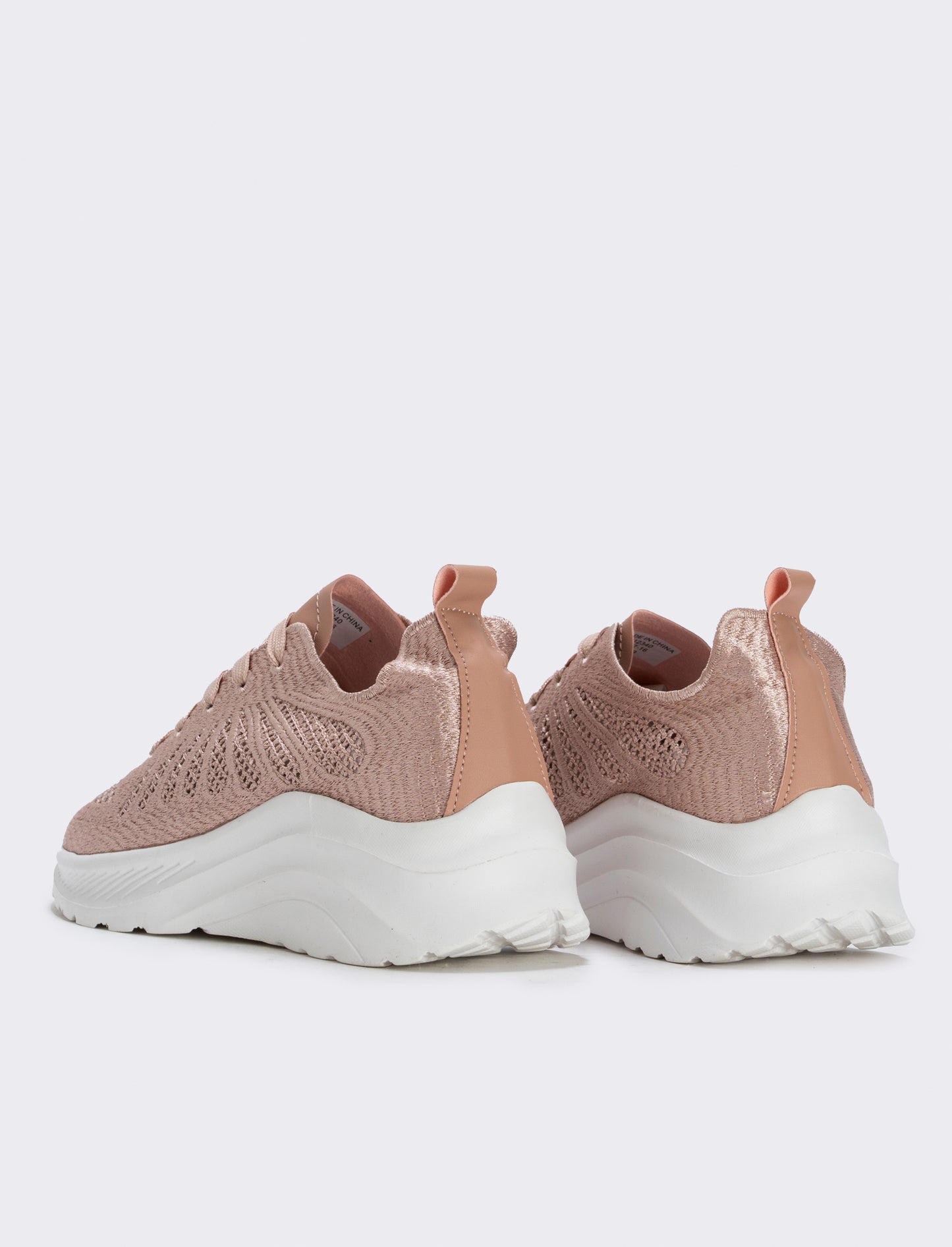 Embroidered Effect Fabric Sneakers - Pink