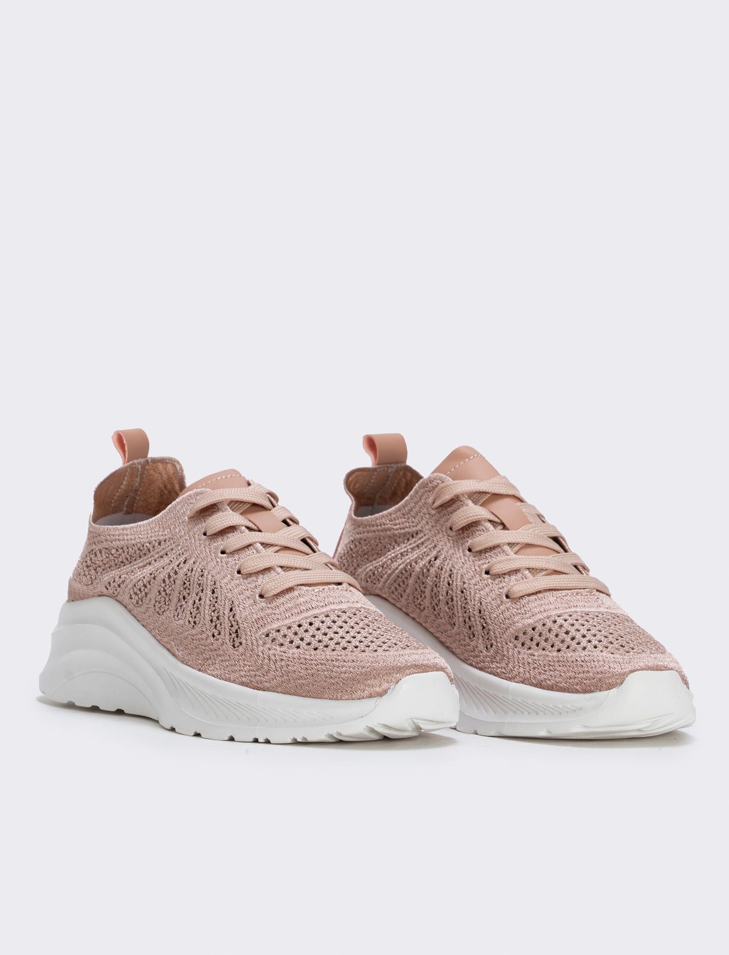 Embroidered Effect Fabric Sneakers - Pink