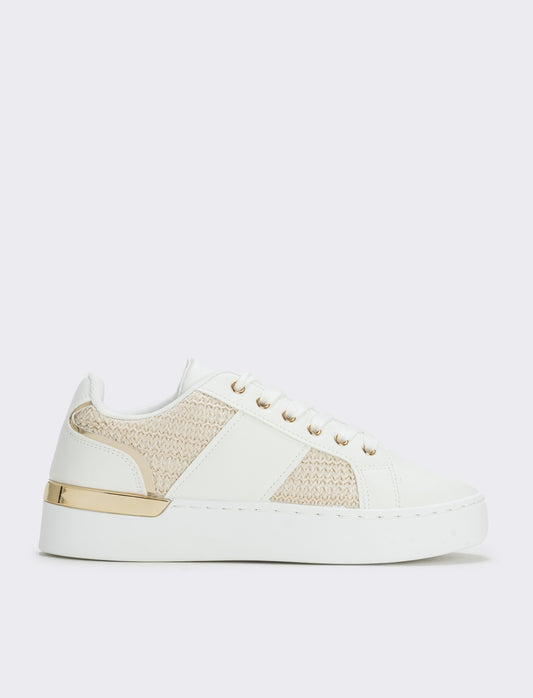 Sneakers bianche effetto paglia - Bianco