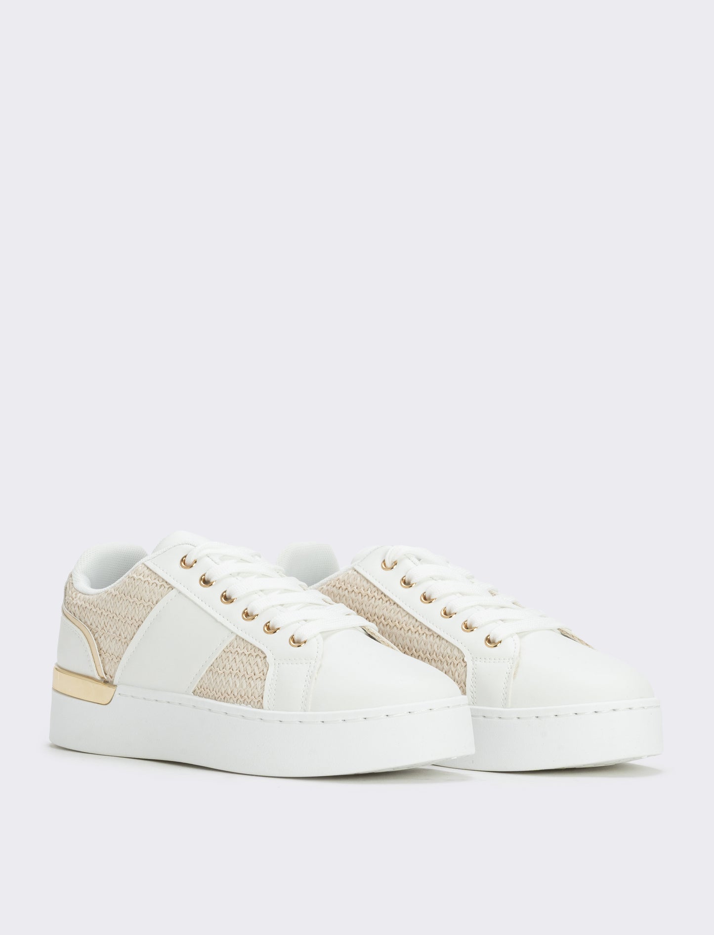 White Straw Effect Sneakers - White