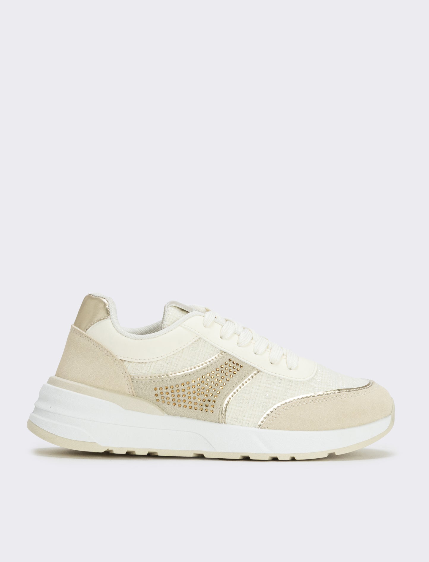 Sneakers da in tweed e strass - Beige