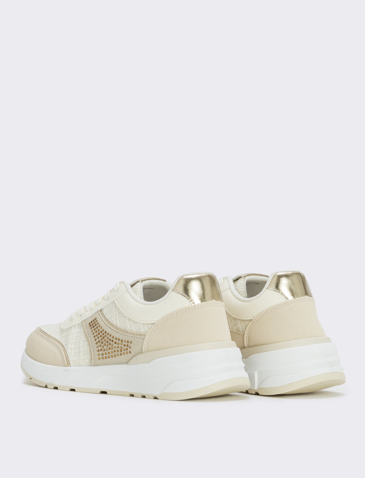 Sneakers da in tweed e strass - Beige