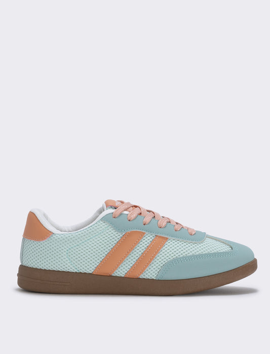 Sneakers da in poliuretano a contrasto - Celeste