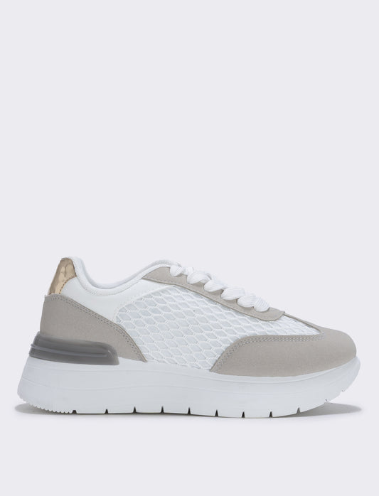 Sneakers da in tessuto rete effetto - Bianco