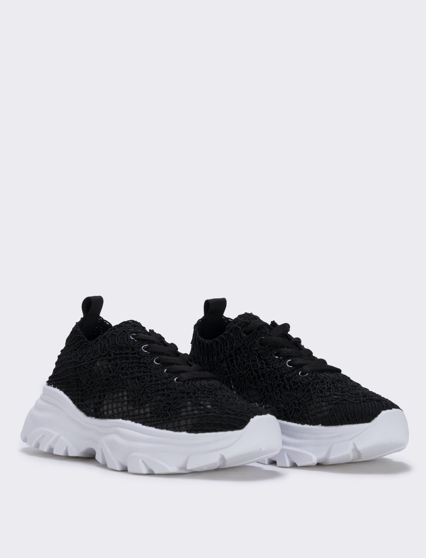 Sneakers effetto macramè colorate - Nero