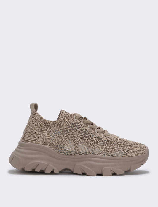 Sneakers effetto macramè colorate - Beige