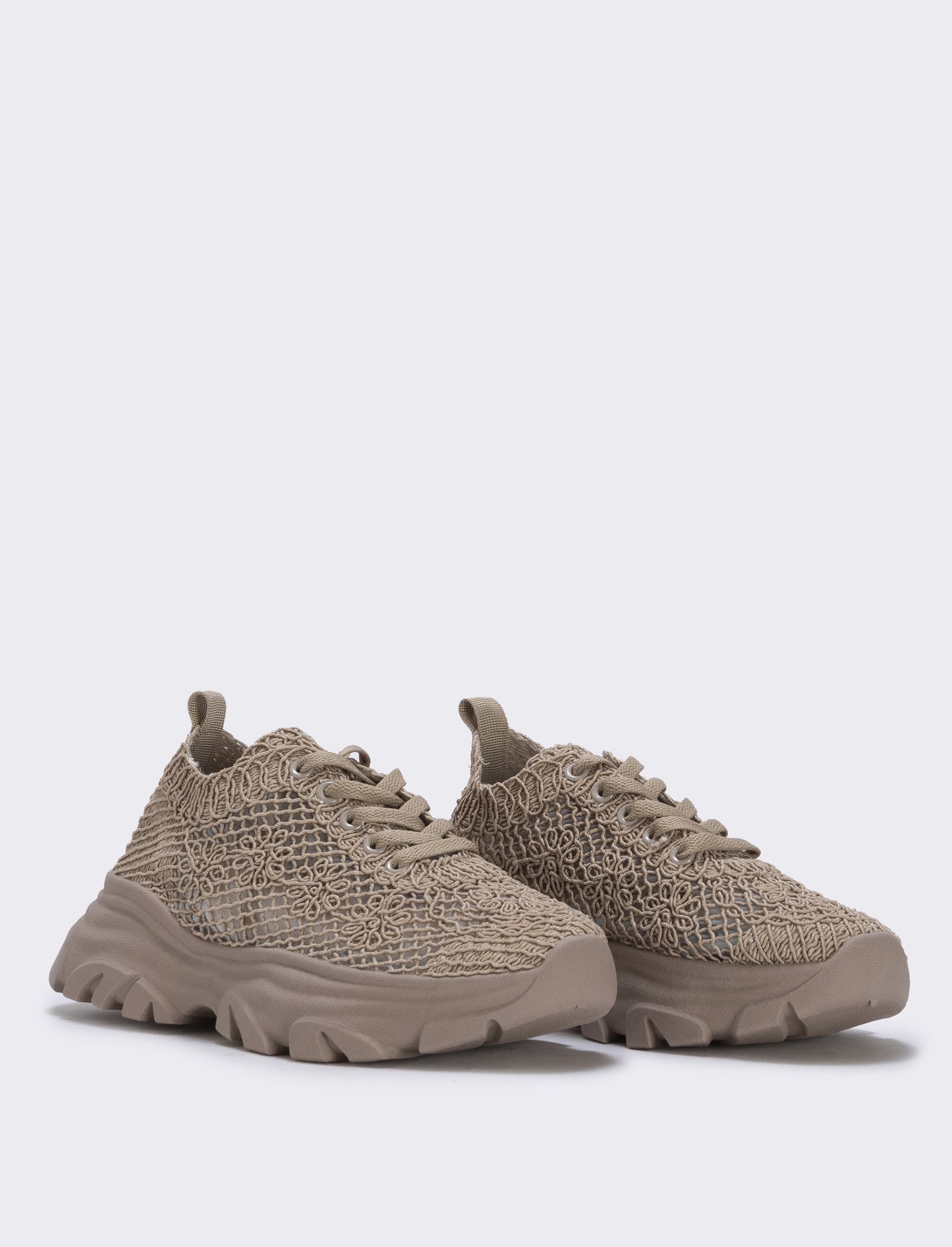 Sneakers effetto macramè colorate - Beige