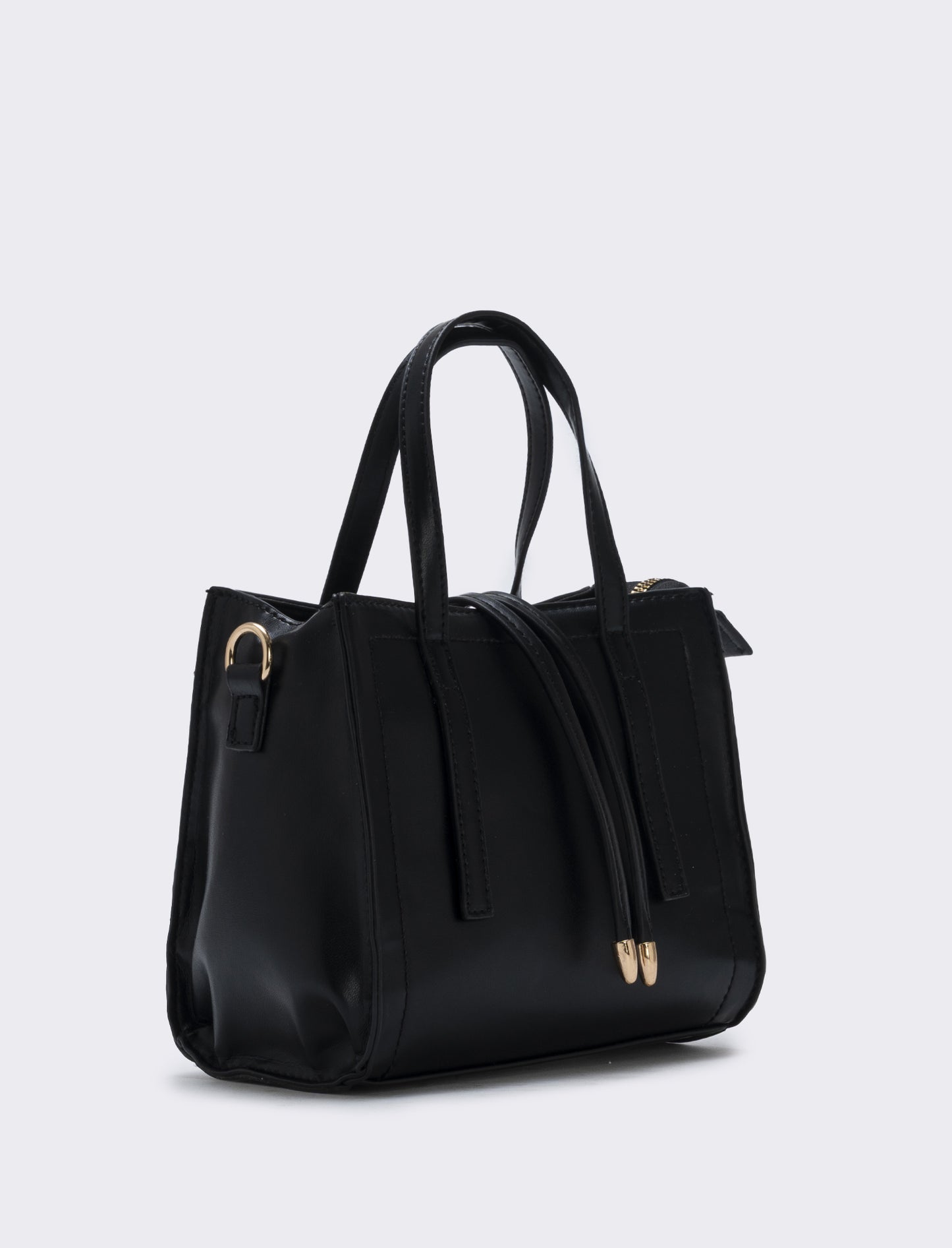 Borsa semirigida a mano con laccetti - Nero