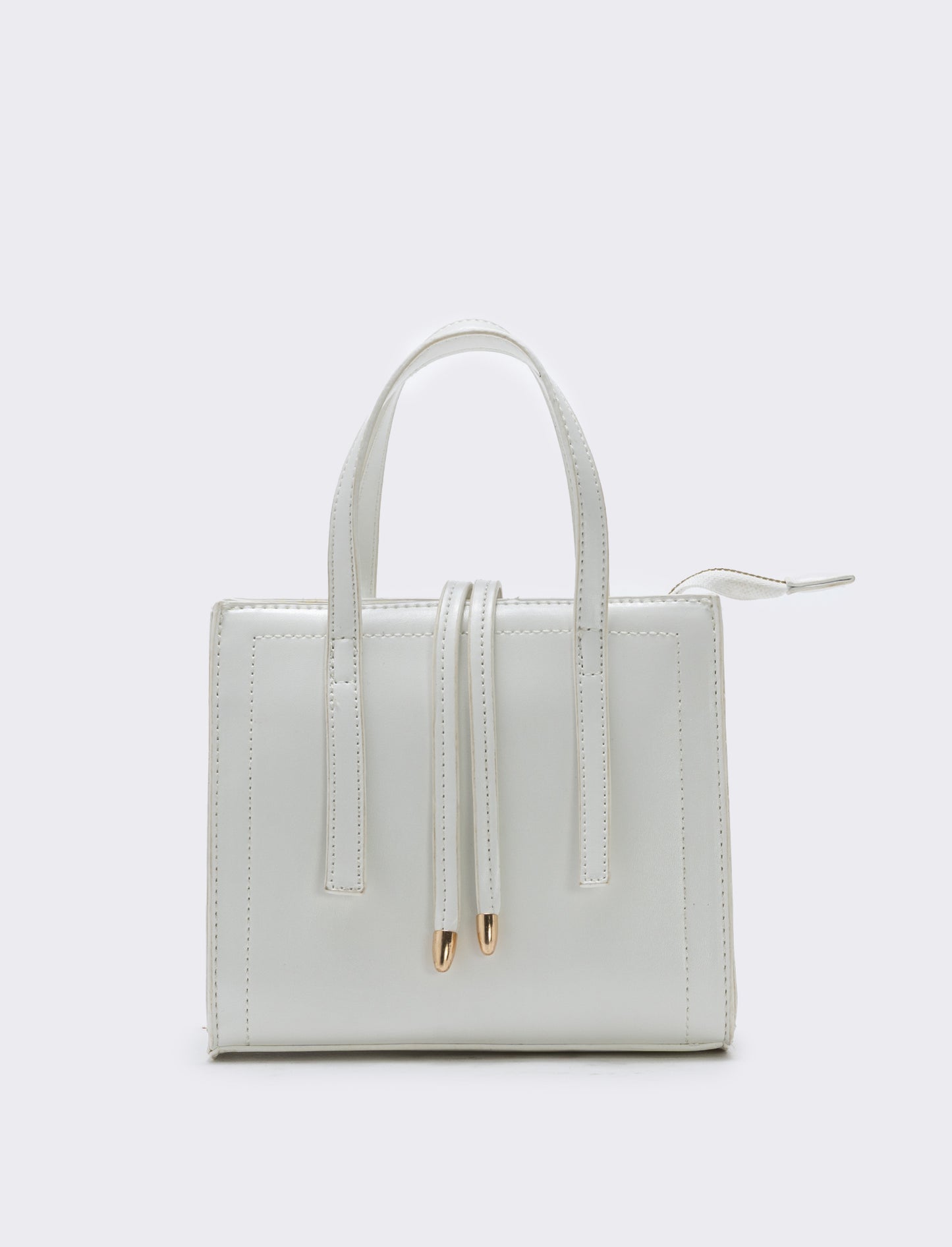 Borsa semirigida a mano con laccetti - Bianco