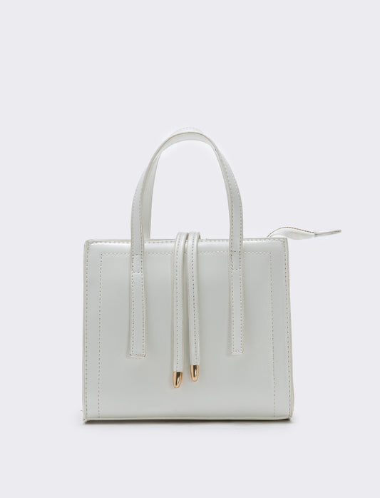 Borsa semirigida a mano con laccetti - Bianco