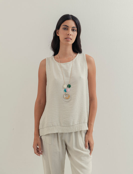 Top con collana - Sabbia