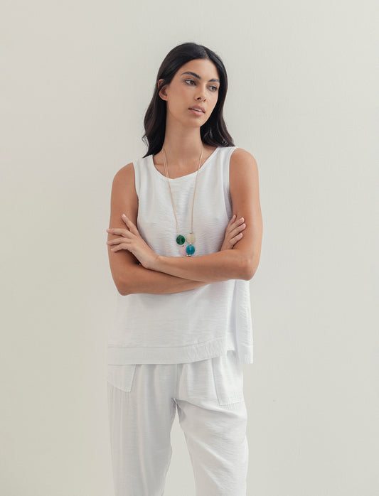 Top con collana - Bianco